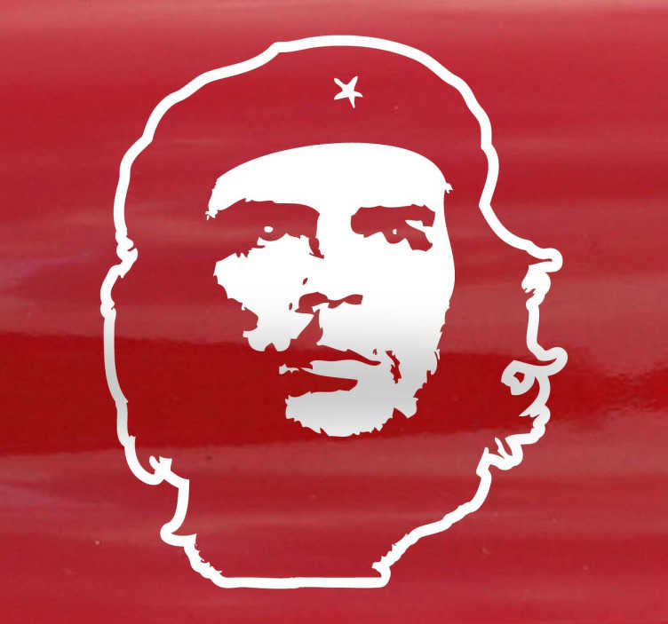 TenStickers. Vinil Decorativo Retrato Che Guevara. Vinil decorativo personalizado com a silhueta de Che Guevara, o mitico politico que lutou pela mudança em Cuba lutando pela igualdade de direitos.