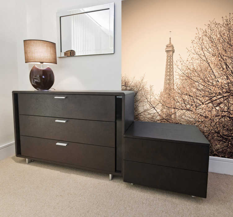 Sticker photo murale Tour Eiffel sépia