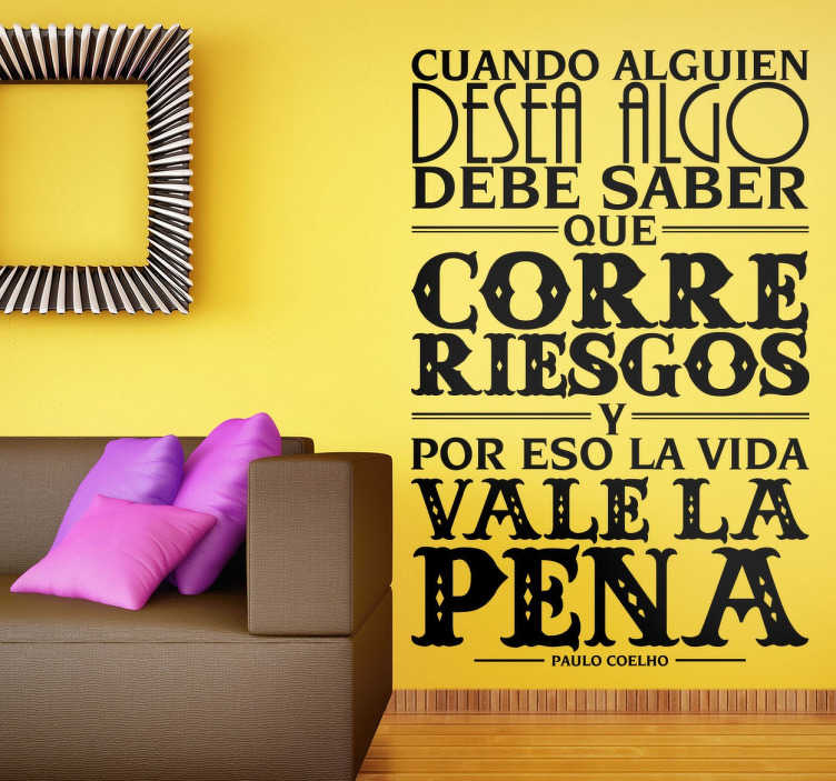 Vinilo de texto correr riesgos Paulo Coelho TenVinilo