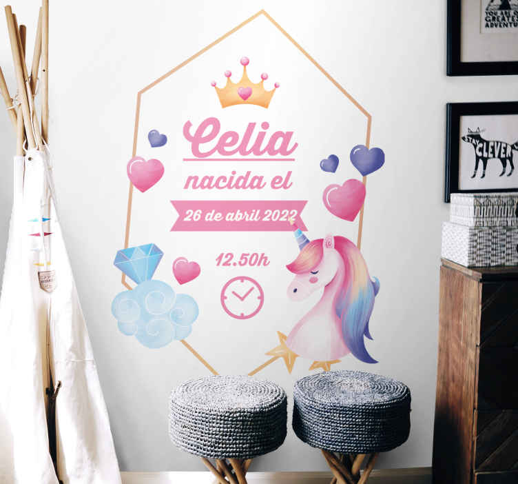 Naljepnica za djecu s informacijama o rođenju princeze - TenStickers