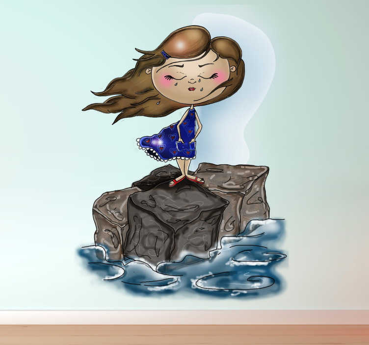 Vinilo infantil niña en el mar - vinilos para