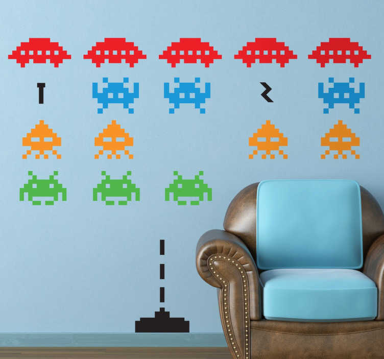 Sticker space invaders couleur