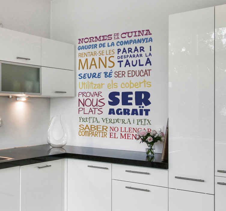 Vinilo lista normes cuina color - de cocina