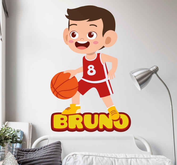 Basketball Player Dribbling Decal Custom Name Wall Personalized Vinyl Sticker 