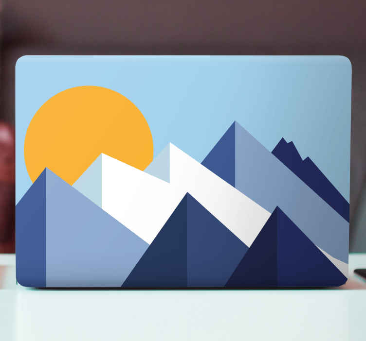 Sticker ordinateur portable Mont-Blanc géométrique - TenStickers
