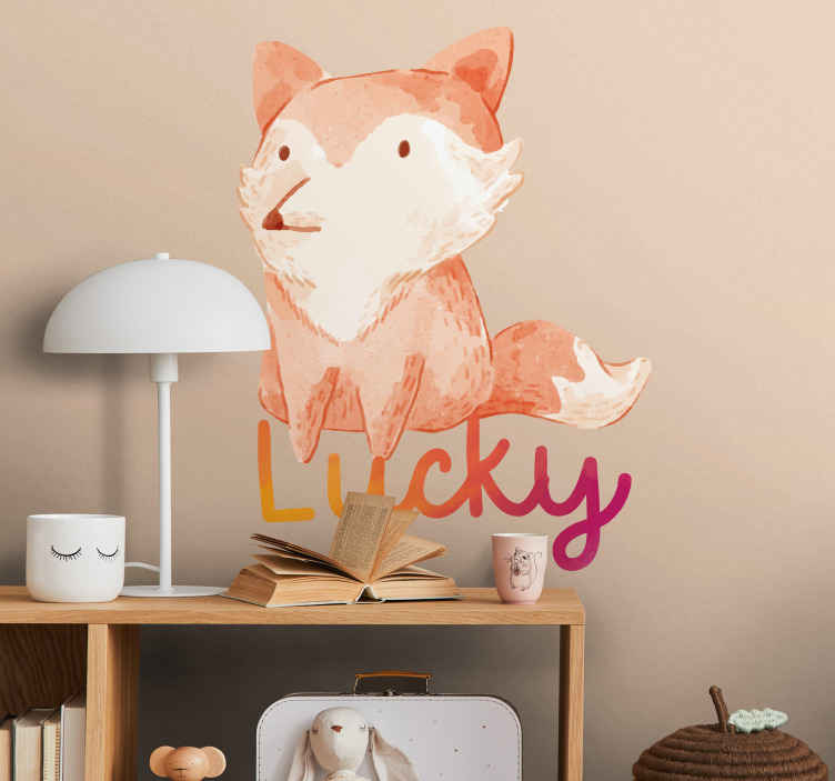 Sticker Illustration renard avec nom - TenStickers