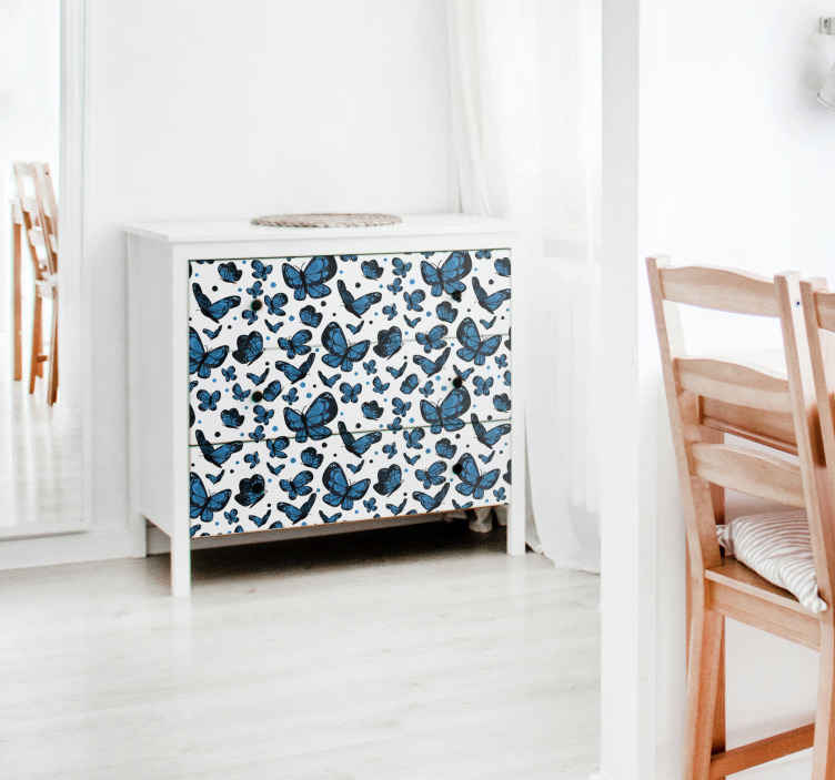 Meubel sticker blauwe vlinder patroon - TenStickers