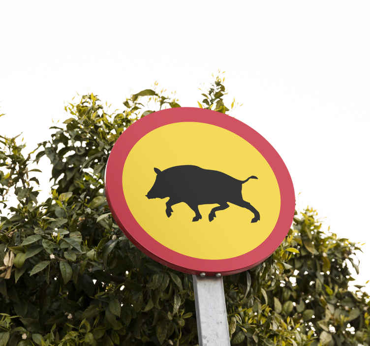 Vägskylt vildsvin trafik klistermärken - Tenstickers