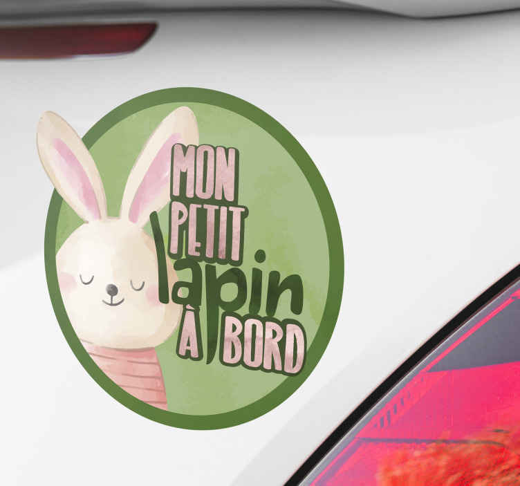 Autocollant voiture - lapin - bébé à bord - Votre autocollant mural -  Design et fabrication de murale