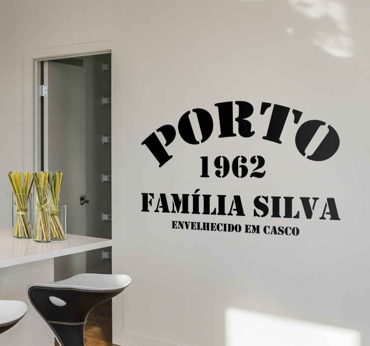 Autocolante para cozinha vinho do porto com nome personalizado - TenStickers