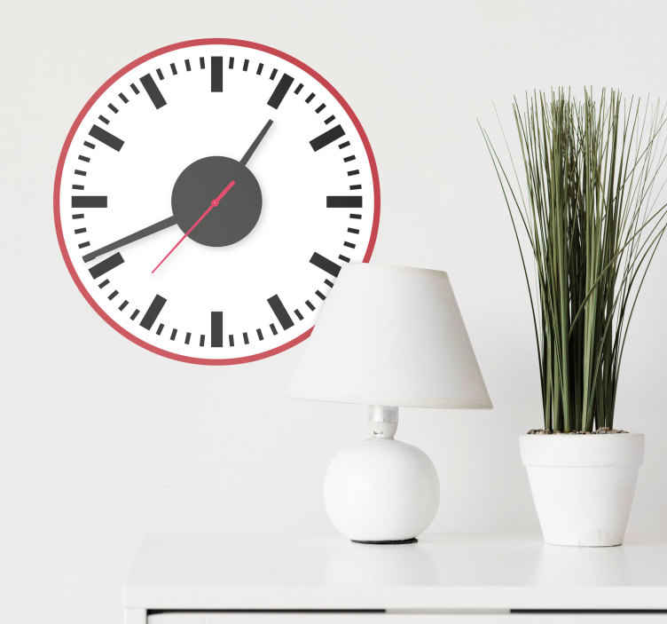 Wandtattoo Uhr Uhr mit rotem Rand - TenStickers