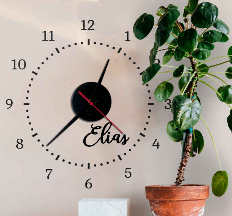 Sticker Horloge Minimaliste Prénom - TenStickers