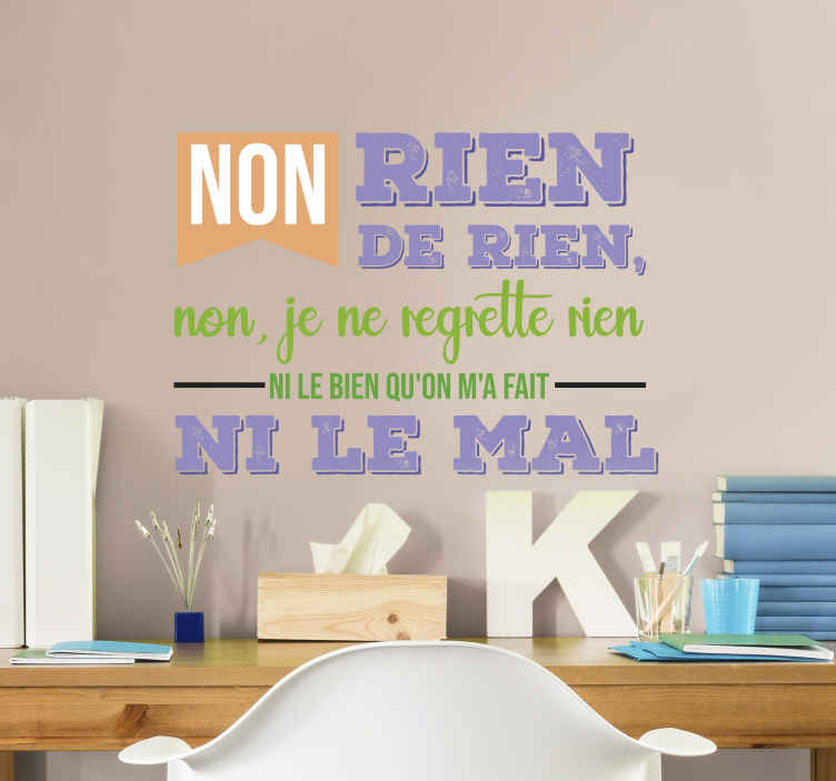 Sticker Paroles Non, je ne regrette rien - TenStickers