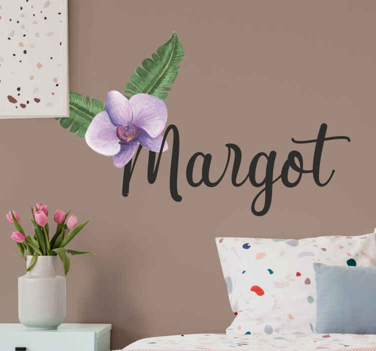 Sticker fleur orchidée prénom personnalisé - TenStickers