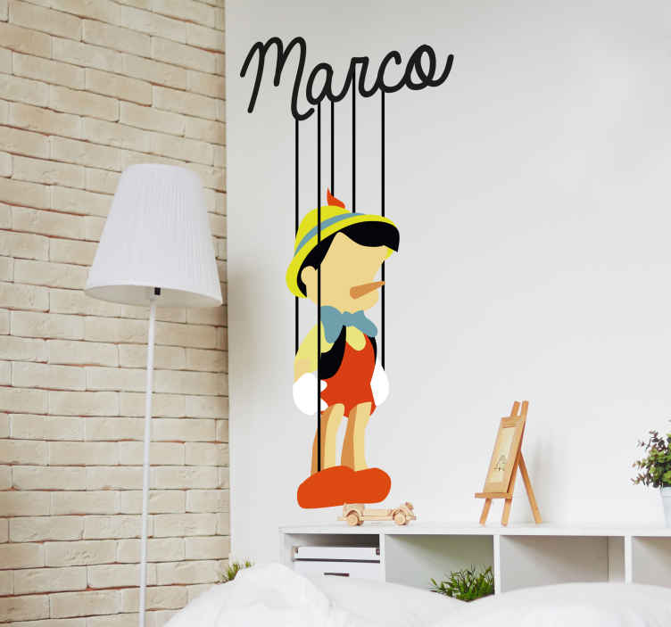 Adesivo murale favole Pinocchio personalizzato - TenStickers