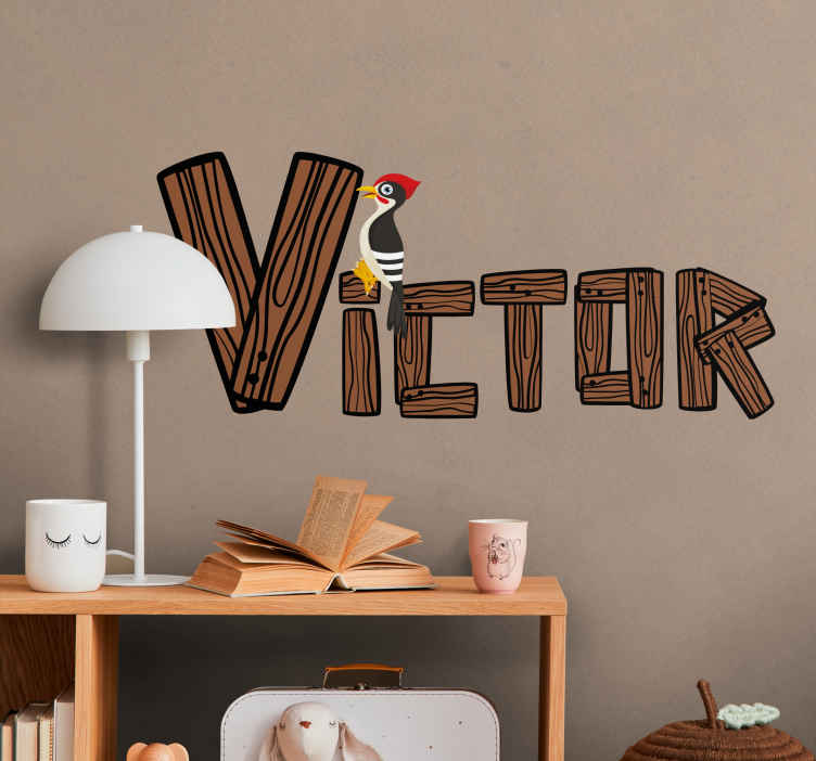 Vinilo de pájaro picatroncos con nombre - para decorar un