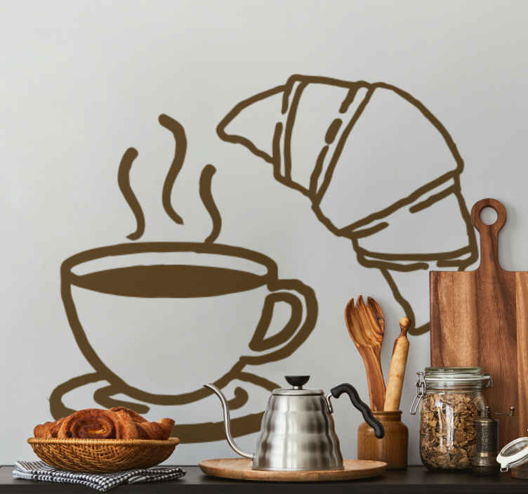 Pegatina comida Croissant Café - pared de cocina