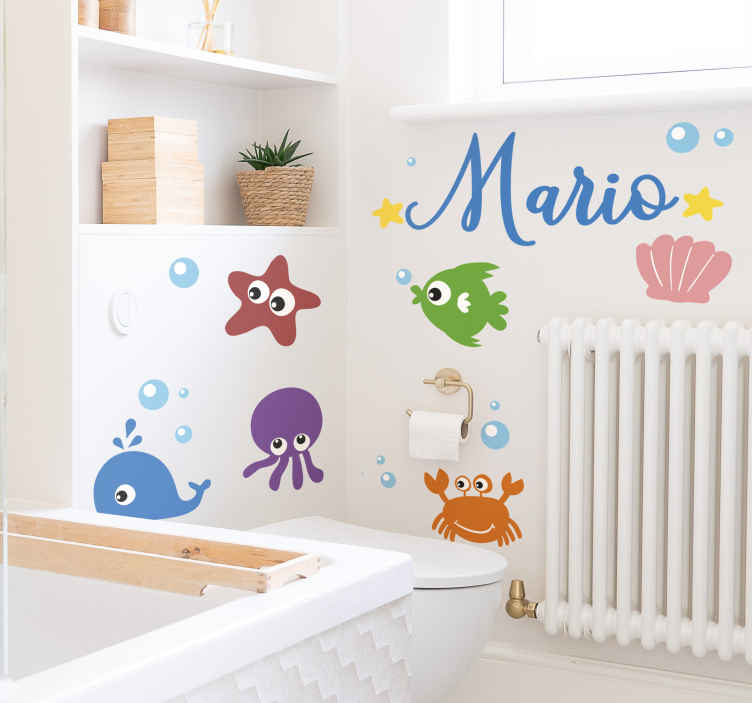 Vinilo decorativo personalizable animales marinos - adhesivo para baño