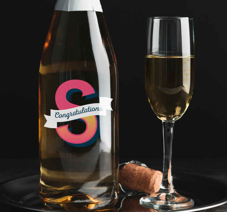 Congratulation Bottle Initial appliance sticker - TenStickers