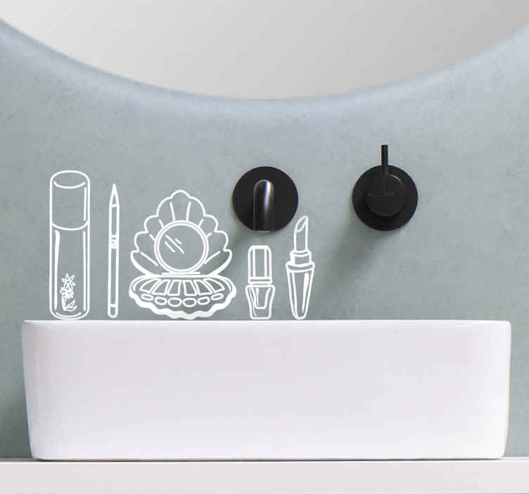 Pegatina personalizada pequeña de maquillaje - vinilo para baño