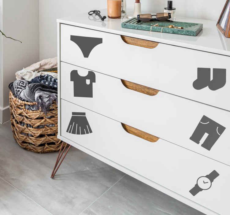 Inspirere Shetland Bugsering Tøj ikoner selvklæbende folie til møbler - TenStickers