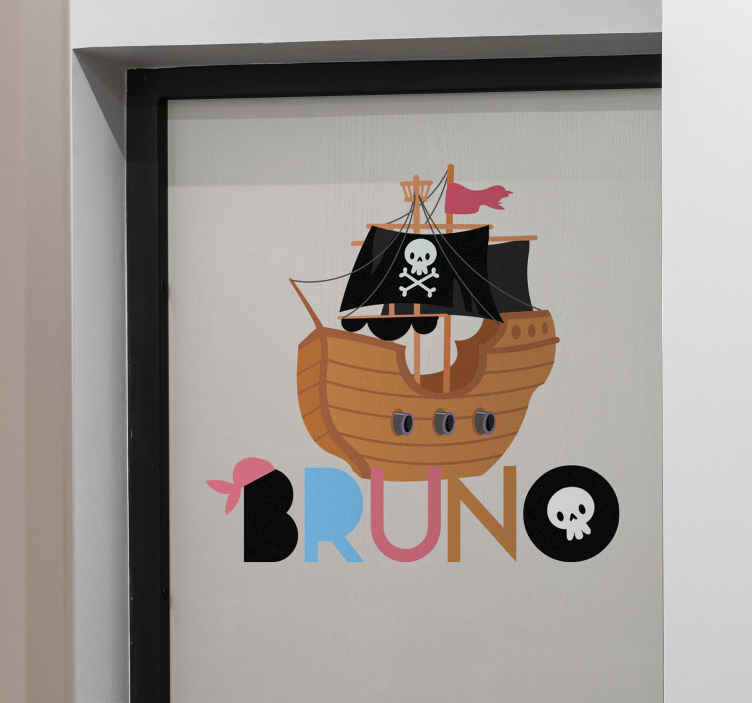 Customisable Pirate Flag Name Sticker - TenStickers