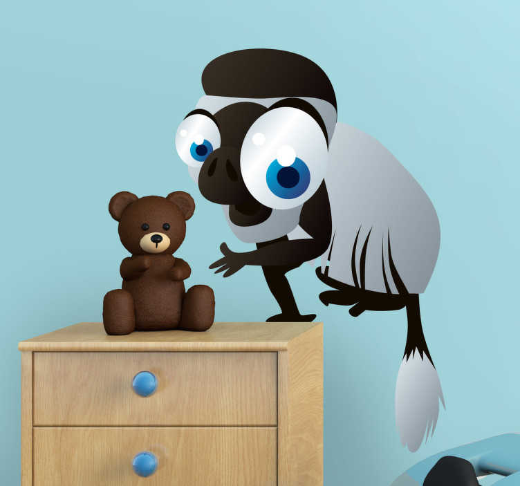 Sticker enfant animal singe blanc