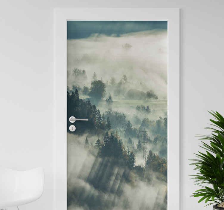Lámina adhesiva para puerta bosque selva - TenVinilo
