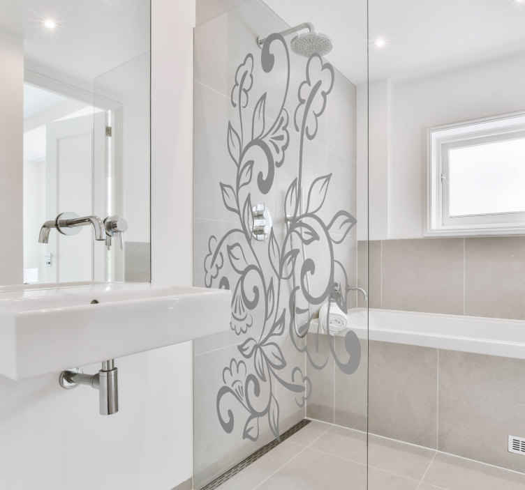 Ornamental Shower Screen Decal Floral Wall Decal TenStickers   81460 