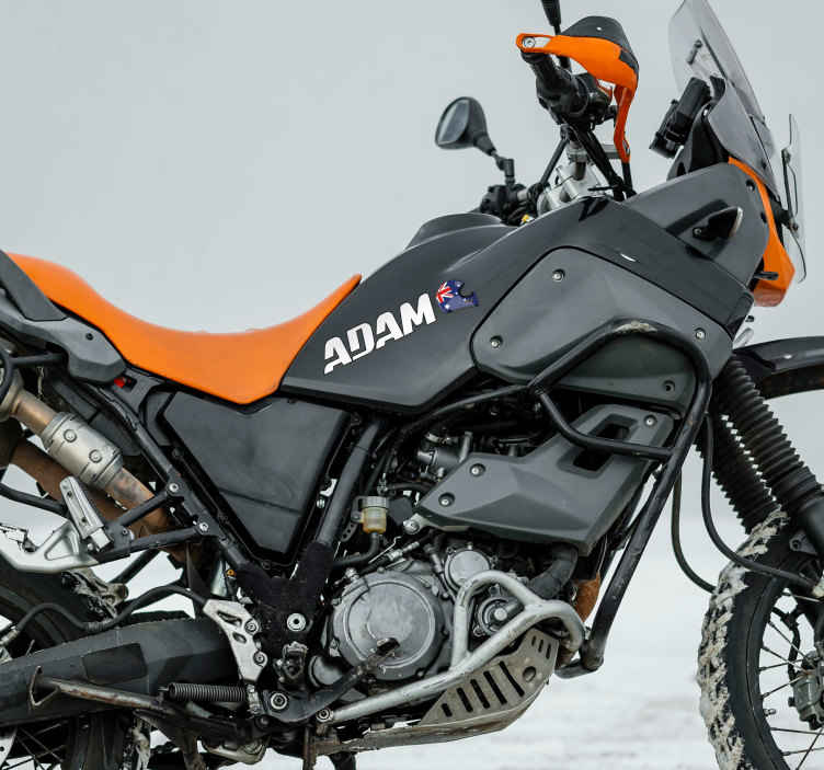 Customisable flag and name motorbike sticker - TenStickers
