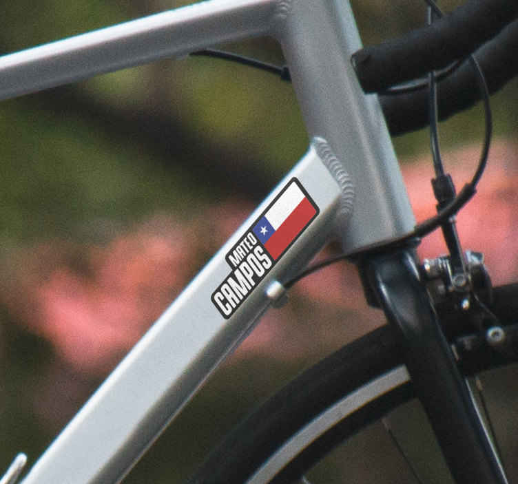 Pegatina para bicicleta nombre y bandera de Chile - TenVinilo