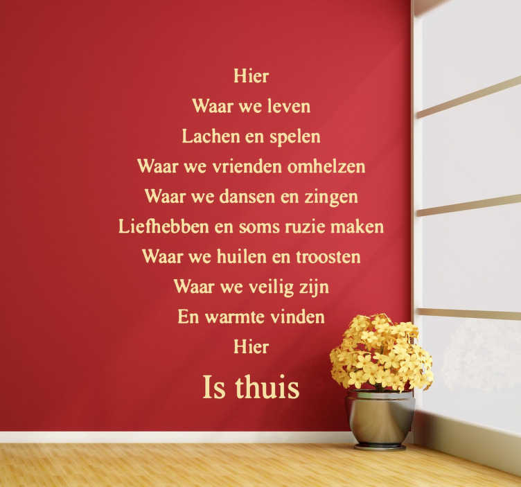 Hier is thuis Nederlandse tekst sticker - TenStickers