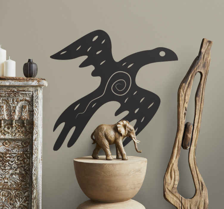 Autocollant oiseau dessin ethnique