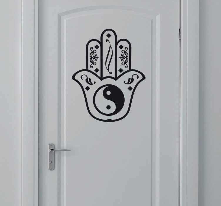 Sticker mural main de Fatma avec le Yin et le Yang