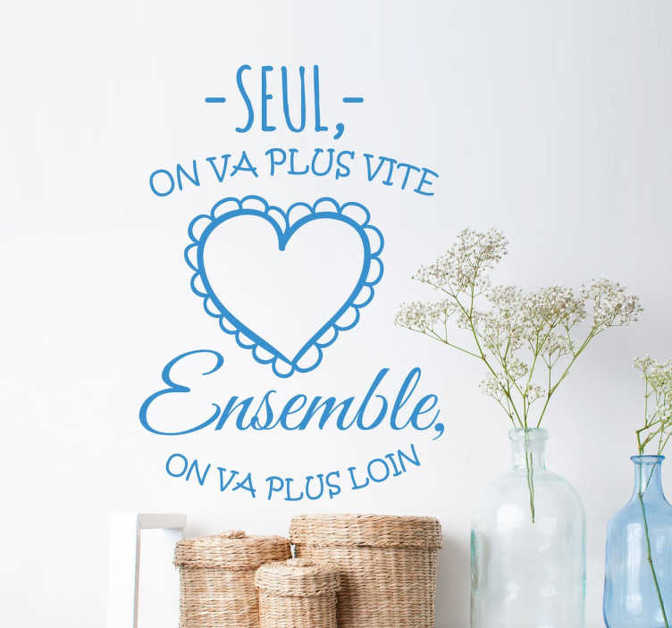 Sticker texte ensemble on va plus loin