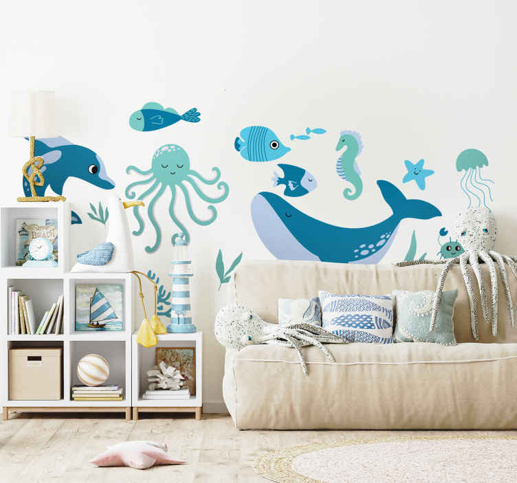 Pack of marine animal wall sticker for kids - TenStickers