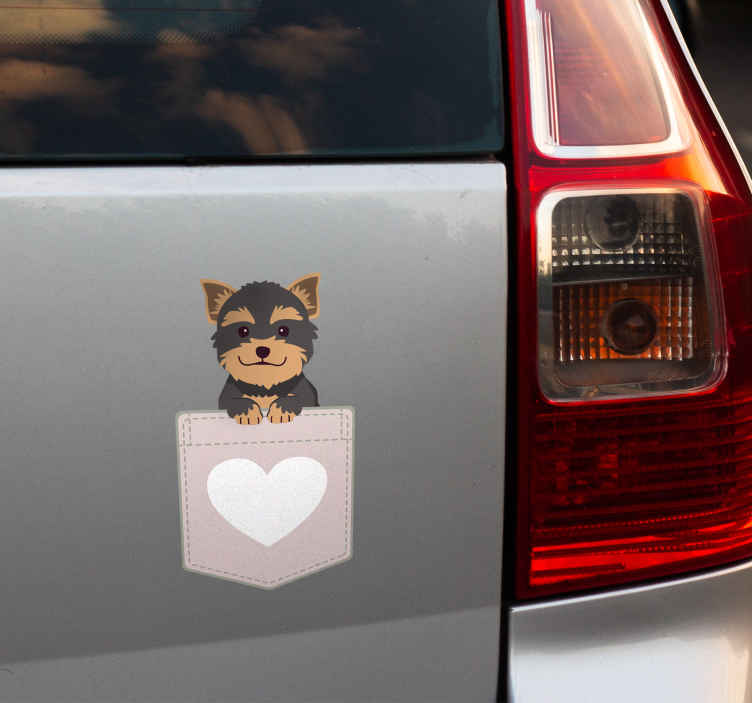Yorkie Pocket car window sticker TenStickers