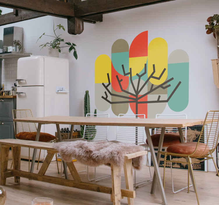 Wandtattoo Baum Industrielle geometrische Eiche - TenStickers