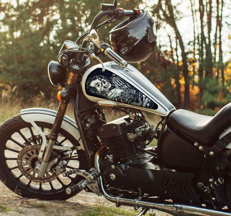 Skeleton tank motorbike sticker - TenStickers