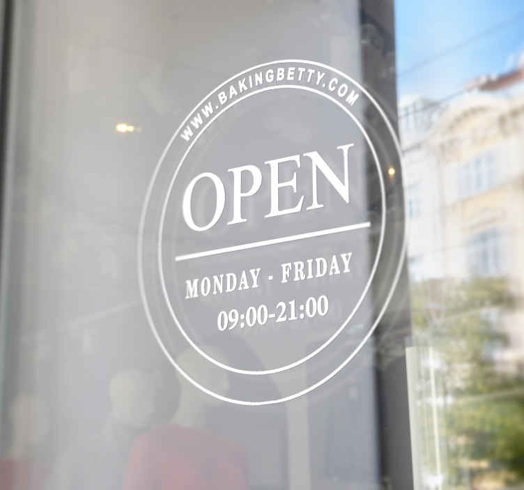 Opening hours circle shop window decal TenStickers