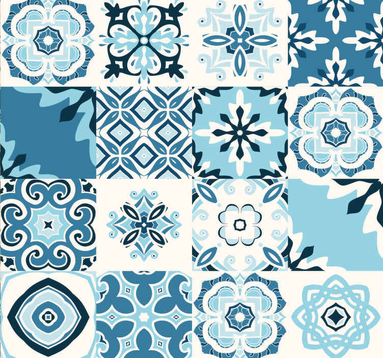 Autocollant meuble tuiles bleues - TenStickers