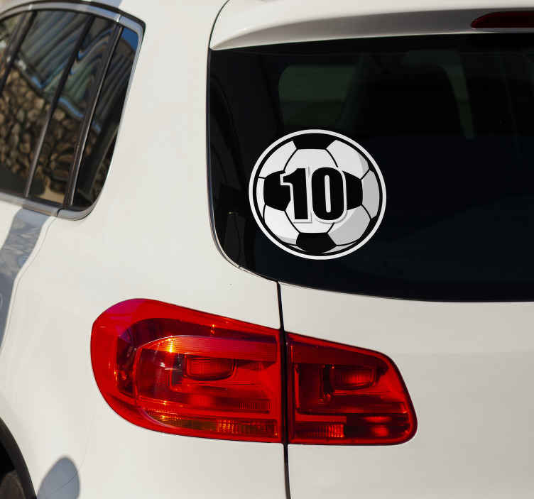Adhesivo coche número personalizado de fútbol - TenVinilo