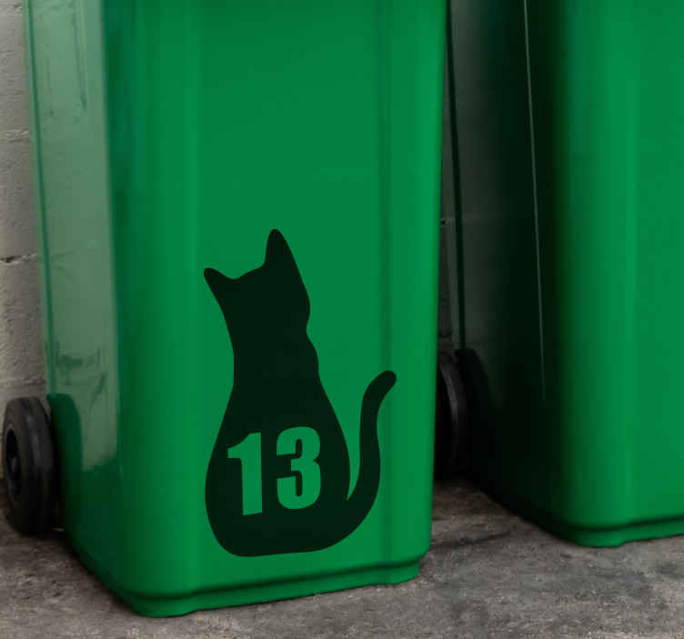 Containersticker met kat en nummer - TenStickers