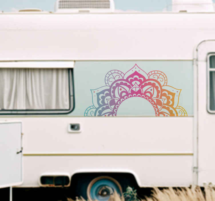 Sticker camping-car mandala multicolore - TenStickers