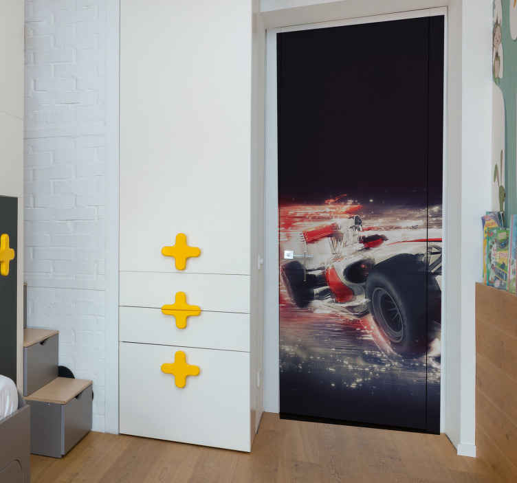 Vinilo para puerta carro de carreras - decoración en