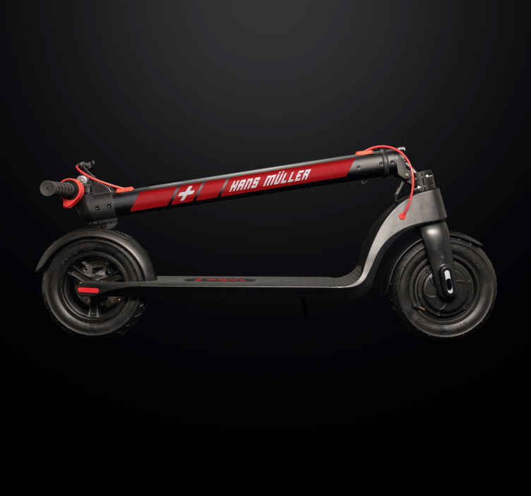 Autocollant trottinette drapeau suisse et nom - TenStickers