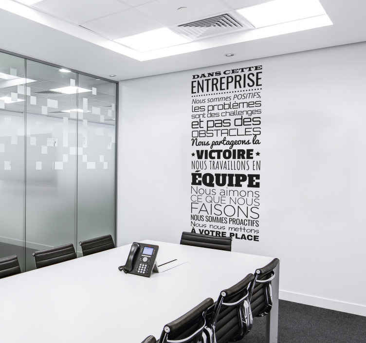 Sticker mural motivation Dans cette entreprise - TenStickers