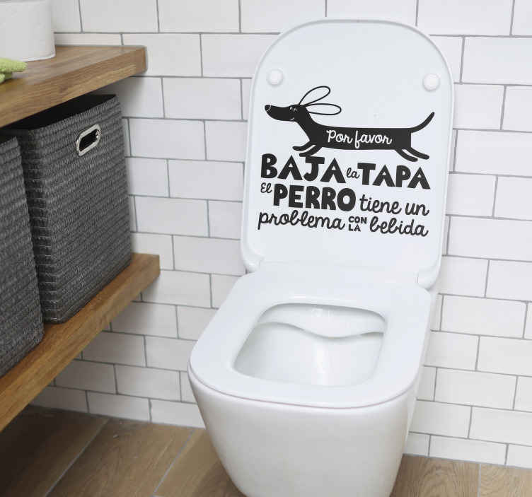 Vinilo mascota baja la tapa del perro. - TenVinilo