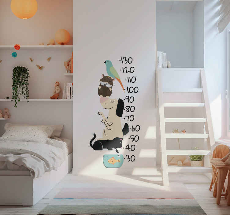 Toise murale avec animaux pour chambre d'enfant
