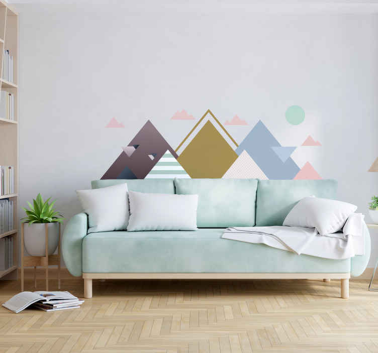 Adesivo murale soggiorno montagne geometriche - TenStickers